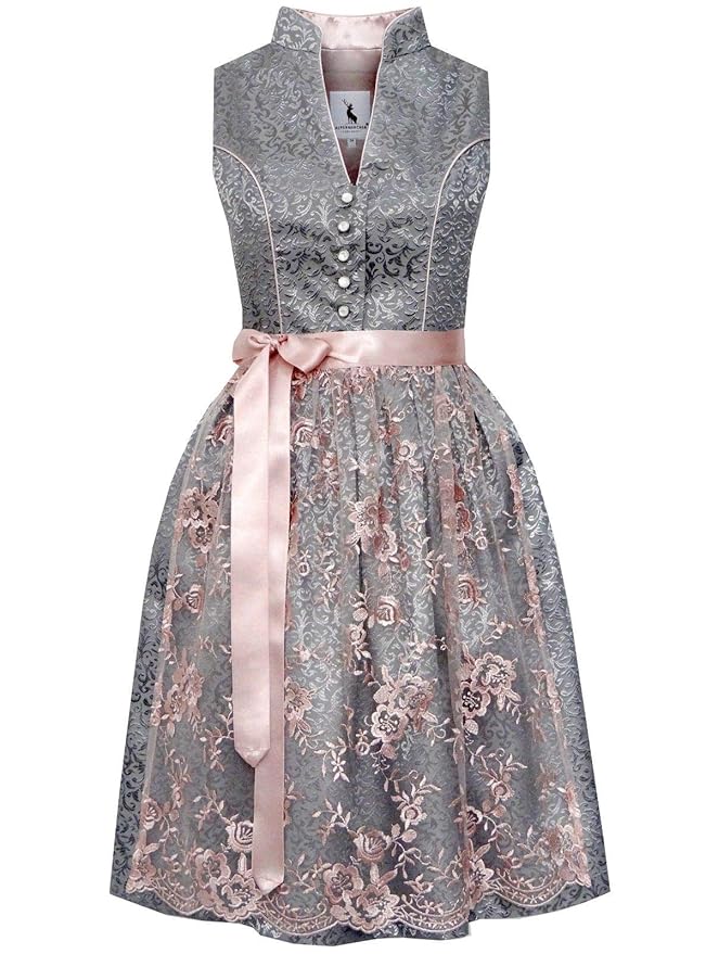 Alpenmärchen Midi Dirndl aus Exklusiver Kollektion inkl. Spitzenschürze Gr.32-54 - ALM650