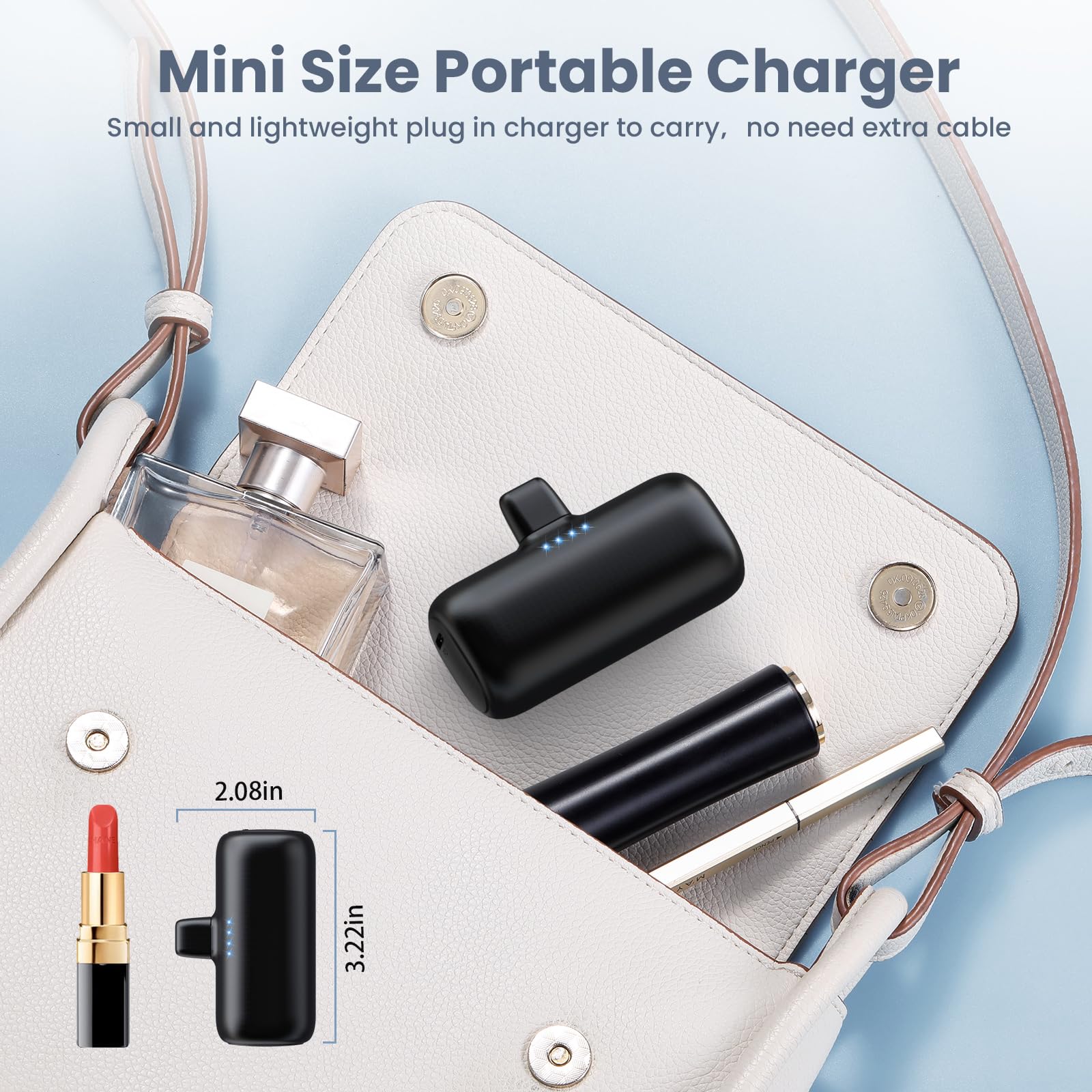 [2-Pack] Mini Portable Charger for iPhone,5200mAh Ultra Compact PD Fast Charging Power Bank,Plug-in Battery Pack Travel Cordless Phone Charger,Compatible with iPhone 14/14Pro/13/12/11/X/8/7/6plus etc