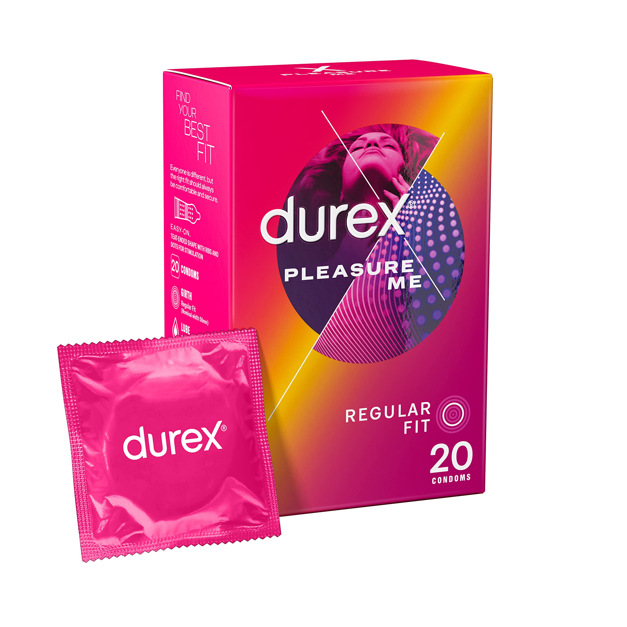 Durex Pleasure Me Condoms, 20 Condoms (1 Pack) (Packaging May Vary)