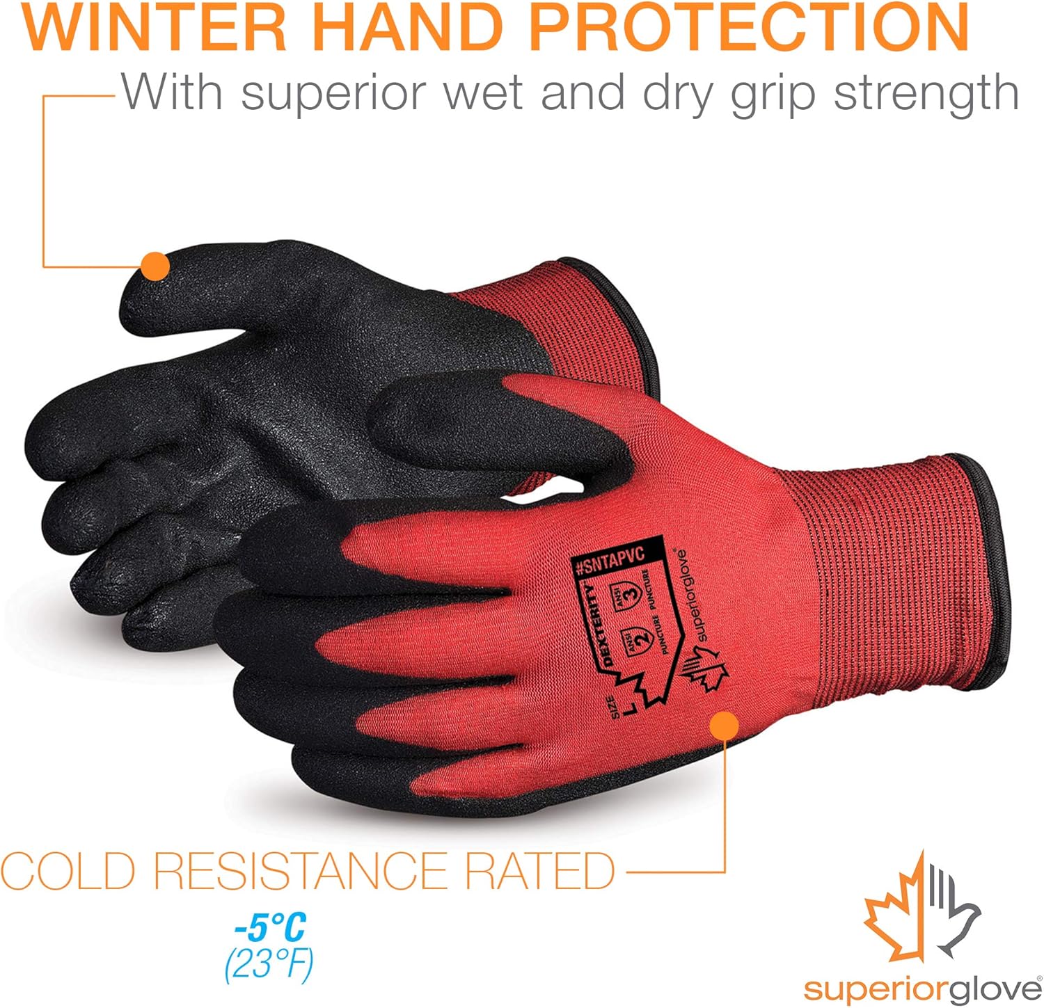 Superior Sntapvc Dexterity Nylon Winter Lined Glove With Black Pvc Palm Work Red Pack Of 1 Pair Amazon Co Uk Clothing