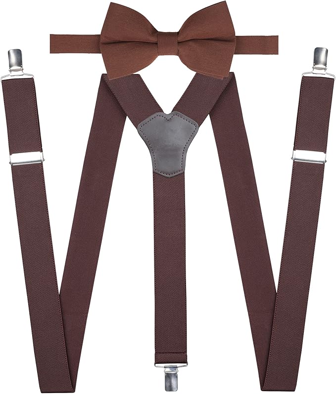 Men and Women Suspender and Bow Tie Set 1.4 Inches Wide