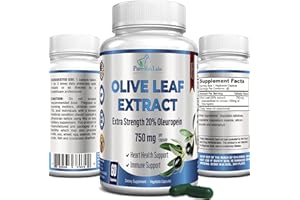 YUMMYVITE Premium Olive Leaf Extract - Extra Strength: 20% Oleuropein - 750mg - Vegetarian - No Oil - Immune Support & Antioxidant Supplement, non-GMO - 60 Capsules