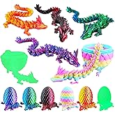 6Pack Dragon Eggs with Dragon Inside - 3D Printed Dragons in Egg Set Fidget Animals Toy - Easter Basket Fillers - Mythical Pi