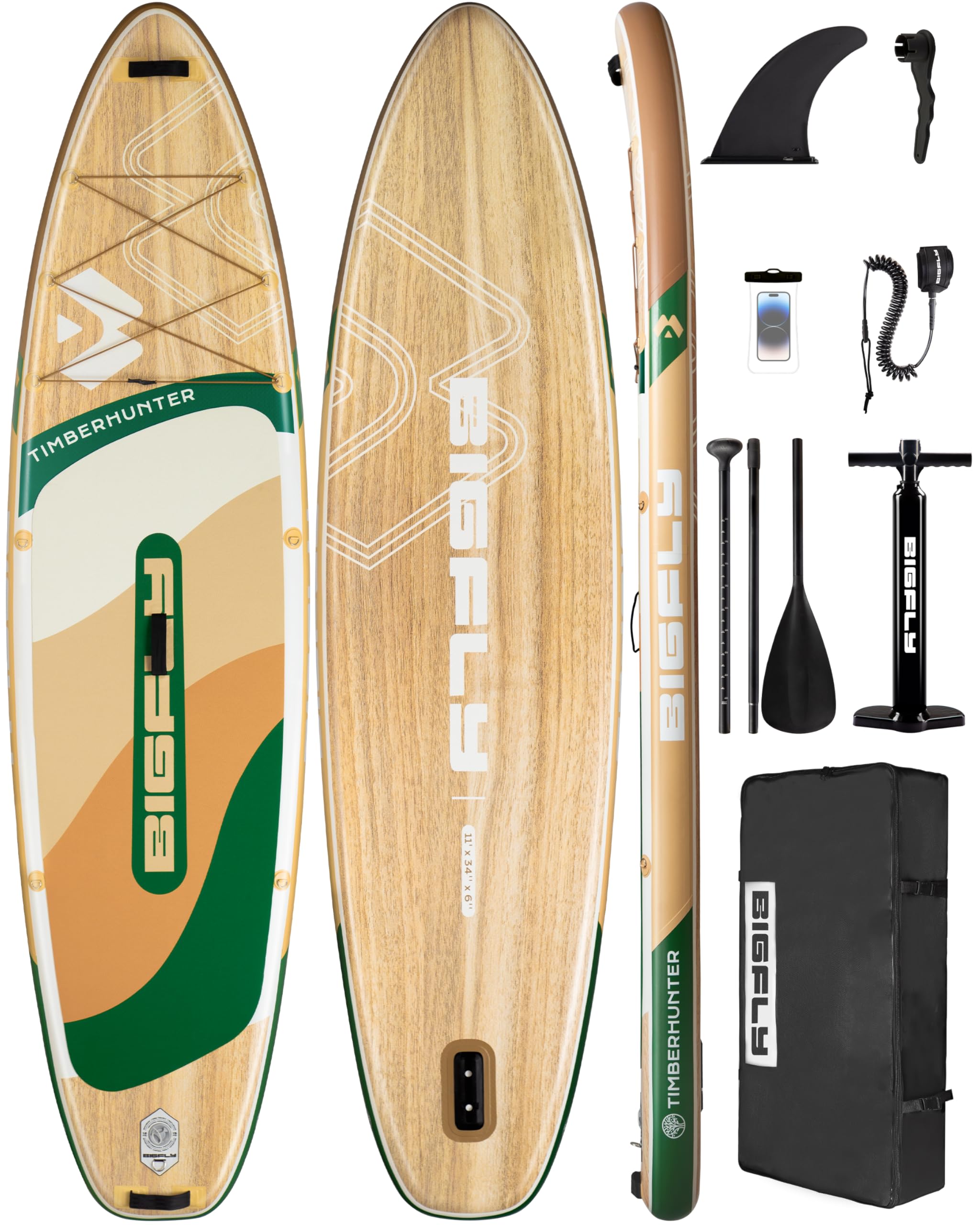 Photo 1 of ***HEAVILY USED AND DIRTY - UNABLE TO CHECK FOR LEAKS***
BIGFLY Inflatable Stand Up Paddle Board 11’*34”*6”, Blow Up Paddle Board for Adults,with Detachable Fins, Pump, Floating Paddle, Safety Leash,Backpack