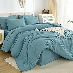 Litanika King Size Comforter Set Grayish Teal - 7