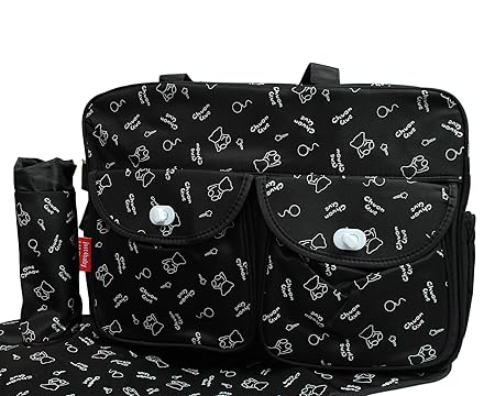 Babies Bloom Black 3 pcs Diaper Bag for Mom and Baby