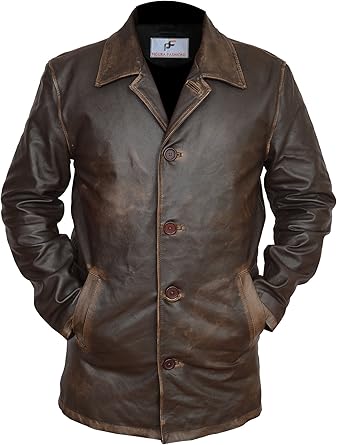 distressed leather blazer