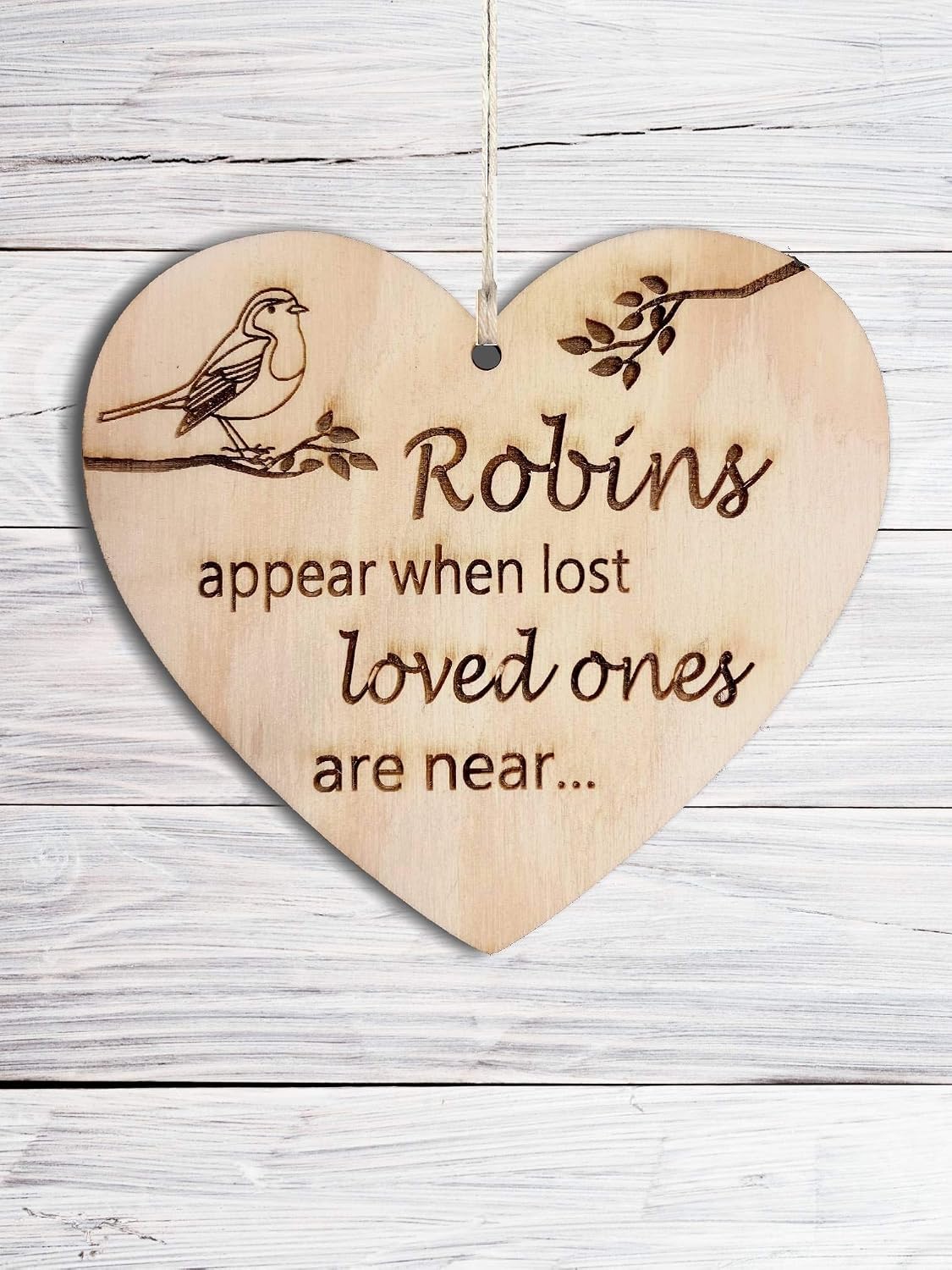 Pet-Jos Robins Appear Plaque Wooden Hanging Heart Gift for Best Friend Family Heart Wooden Sign Friendship Robin Memory Quote FBA - Image 3