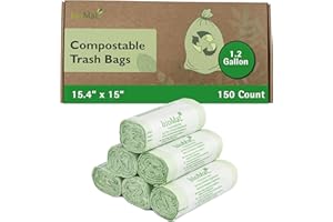 bioMat 5l / 1.2 Gallon Compostable Food Waste Bags, 150 Count, Bin Liners for Kitchen Compost Bin, BPI ASTM D6400 Certified C