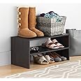 Whitmor Wood Stackable 2-Shelf Shoe Rack, 24 INCH, Espresso