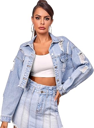 ripped cropped denim jacket