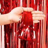 YAAVAAW Glitter Red Tinsel Curtain 2x 8.3ft Door Backdrop Party Decor view 3