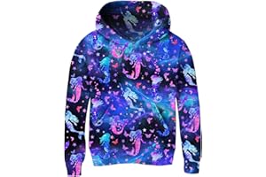 BFUSTYLE Girls 3D Print Pullover Hoodies With Pocket Kids Hooded Sweatshirt Size 4-14 Years
