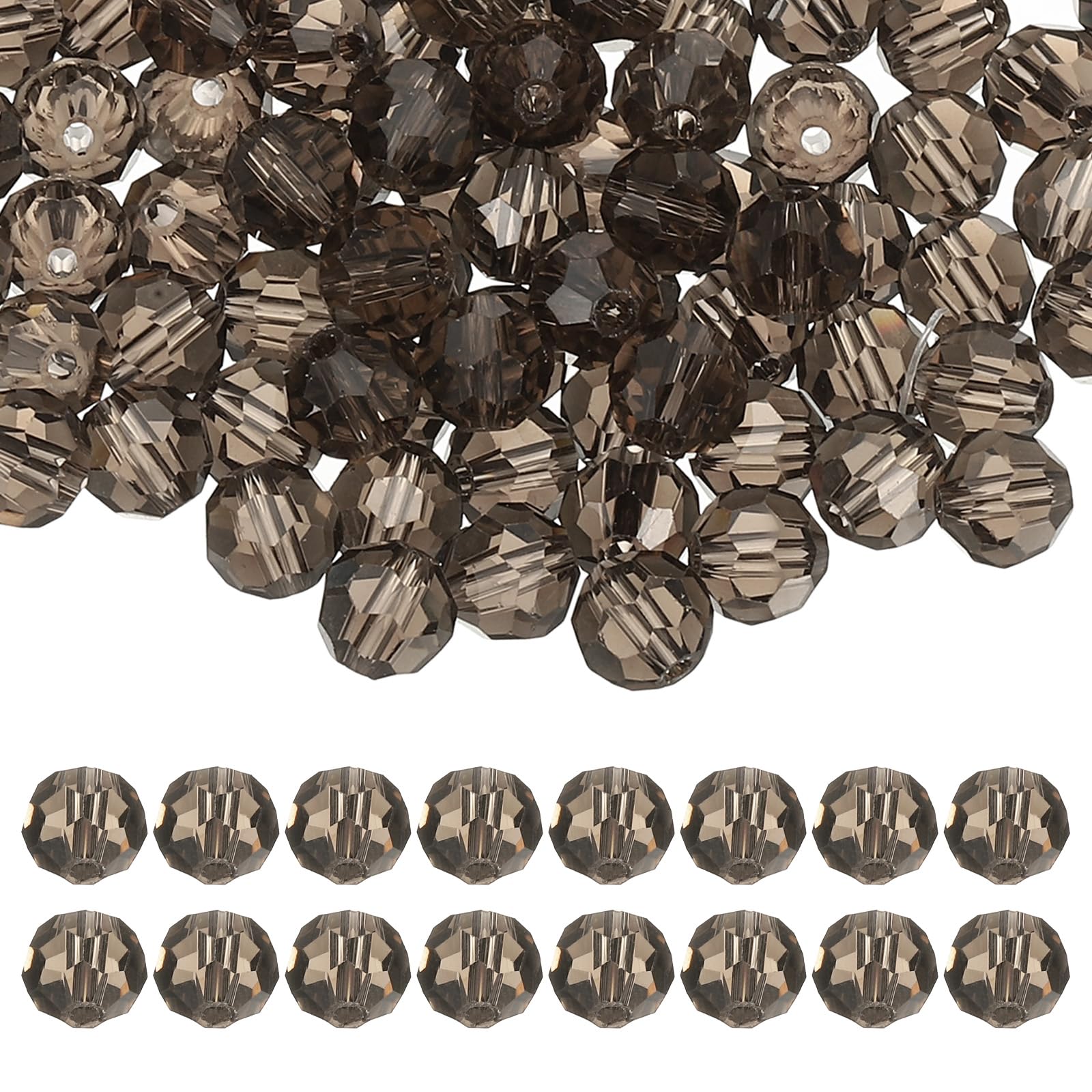 PATIKIL 8mm Round Crystal Beads, 100 Pcs Glass Faceted Ball Beads Loose Spacer Bead for Jewelry Making Bracelet Necklace Earrings Wind Chimes Craft, Grey