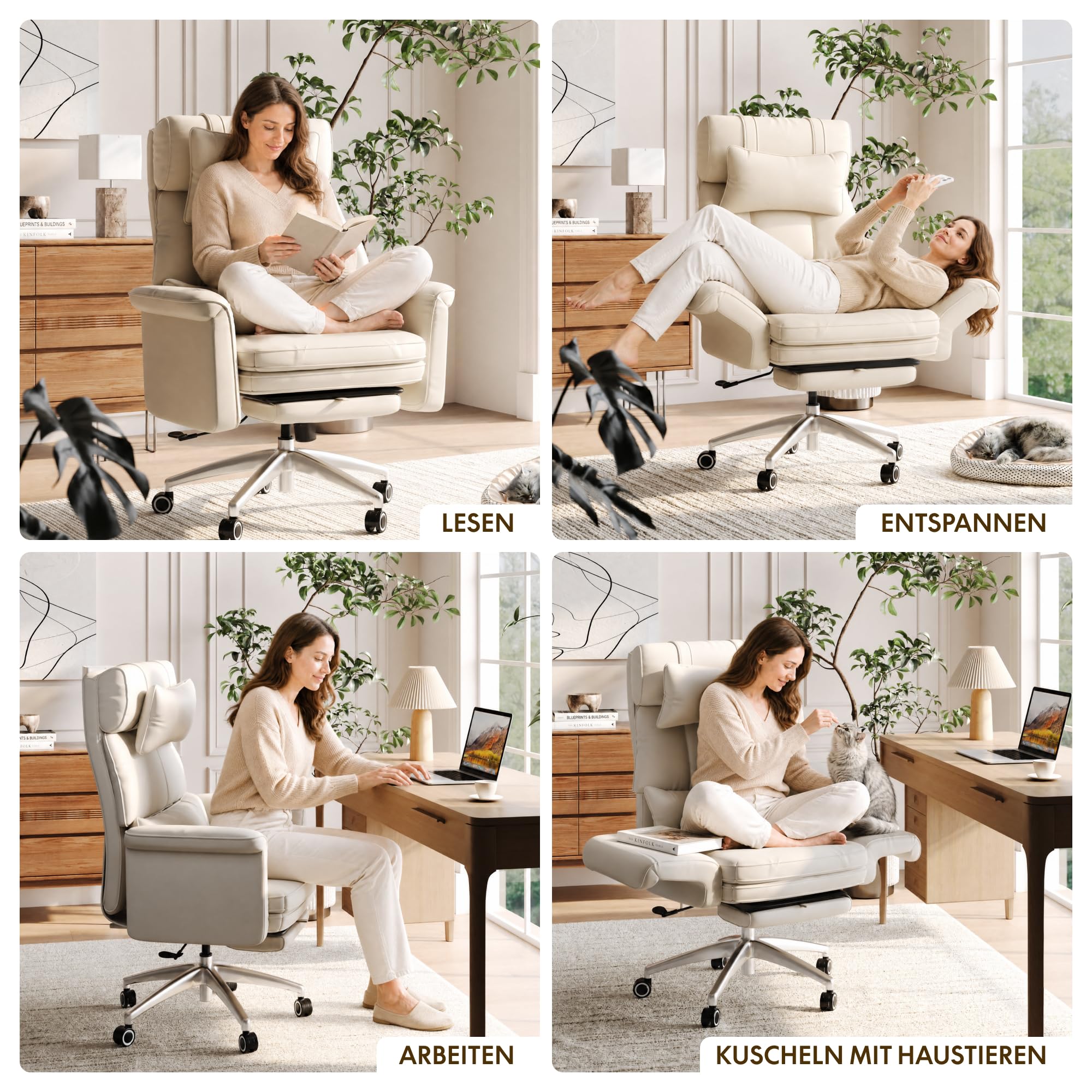 FLEXISPOT Luno Chefsessel Ergonomischer Bürostuhl mit Fußstütze 6