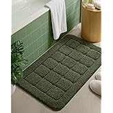 Color&Geometry Green Bath Mat 17x30, Ultra Absorbent Non-Slip Bathroom Rug, Soft Plush Chenille Shower Mat for Tub/Shower, Machine Washable Bath Rug for Bathroom Floor