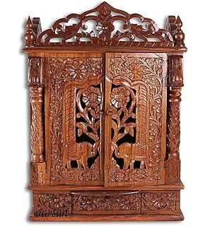 Aarsun Woods Temple / Wooden Mandir / Home Temple / Pooja / Puja Ghar With Door / Sheesham Handcrafted
