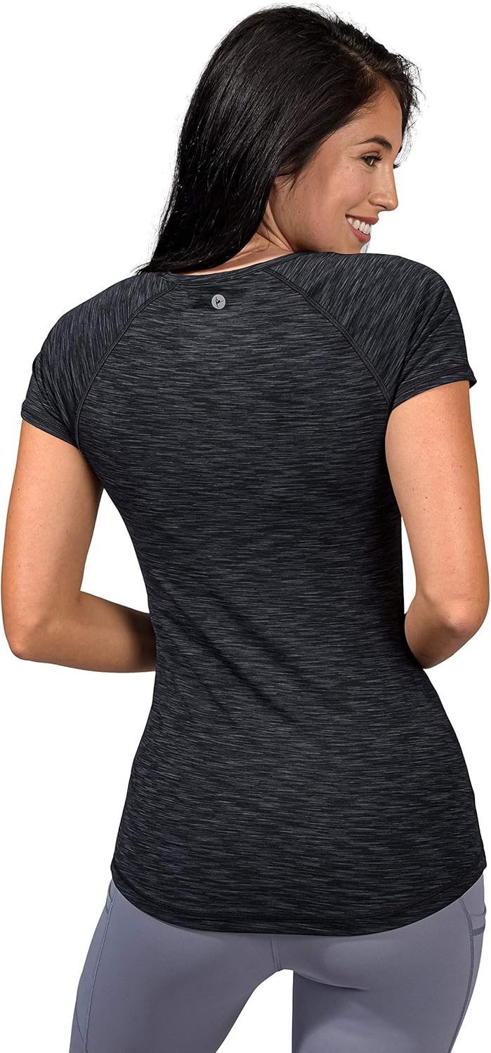 90 Degree By Reflex Athletic Fit Performance Tops 3 Pack - Moisture Wicking Yoga Top Workout Shirts for Women at  Women’s Clothing store