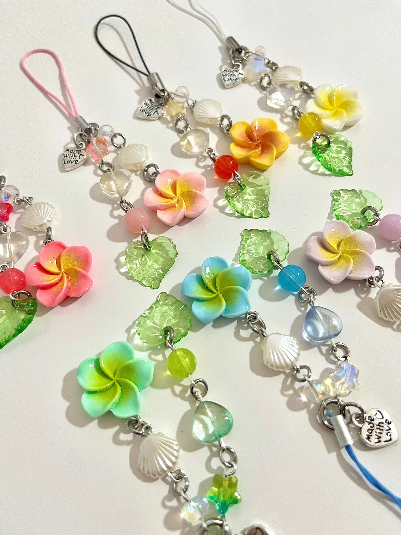 Agromusk Hibiscus Flower Phone Charms,Cute Y2K Cell Phone Straps Aesthetic Star Summer Beach Accessories Phone Bag Keychain Decor