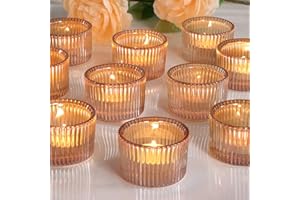 Lanttu Tealight Candle Holder Set of 12,Gold Small Votive Candle Holders for Table Centerpiece,Glass Tea Light Candles Holder for Party&Home,Wedding Decor(2''Dia*1.4''H)