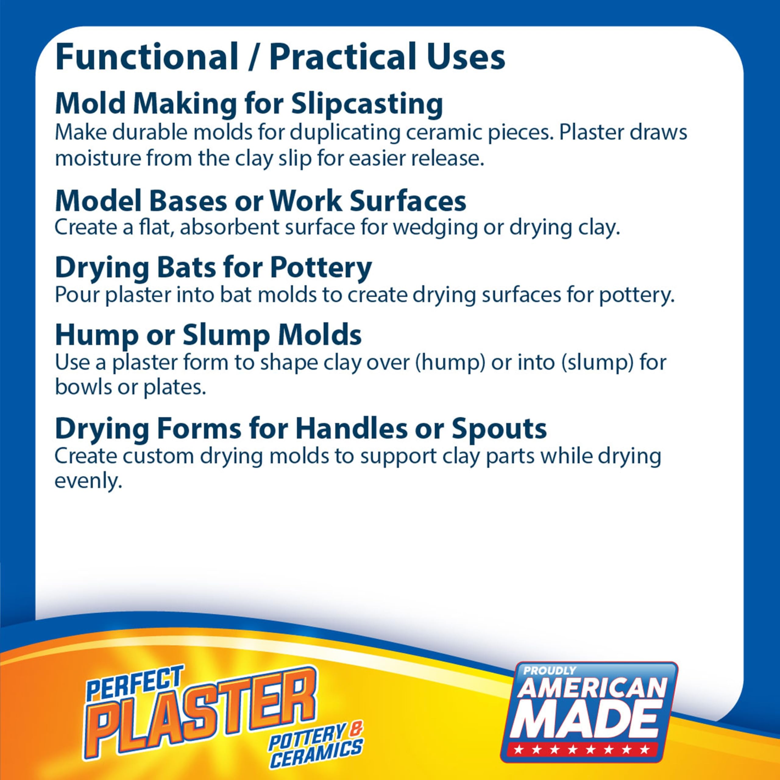 Perfect Plaster Non-Toxic, Color-Blendable, Mix with Water Pottery & Ceramic Casting Material - 4 Pound