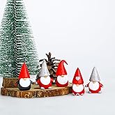 H&D HYALINE & DORA 5Pcs Glass Christmas Gnomes Figurines,Handmade Christmas Gnomes Decorations,Mini Glass Santa Figurines for Home Table Top Decor