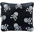 Gbourly Golf Club Skull Square Mallet Putter Cover Magnetic Closure Skeleton PU Leather Headcover