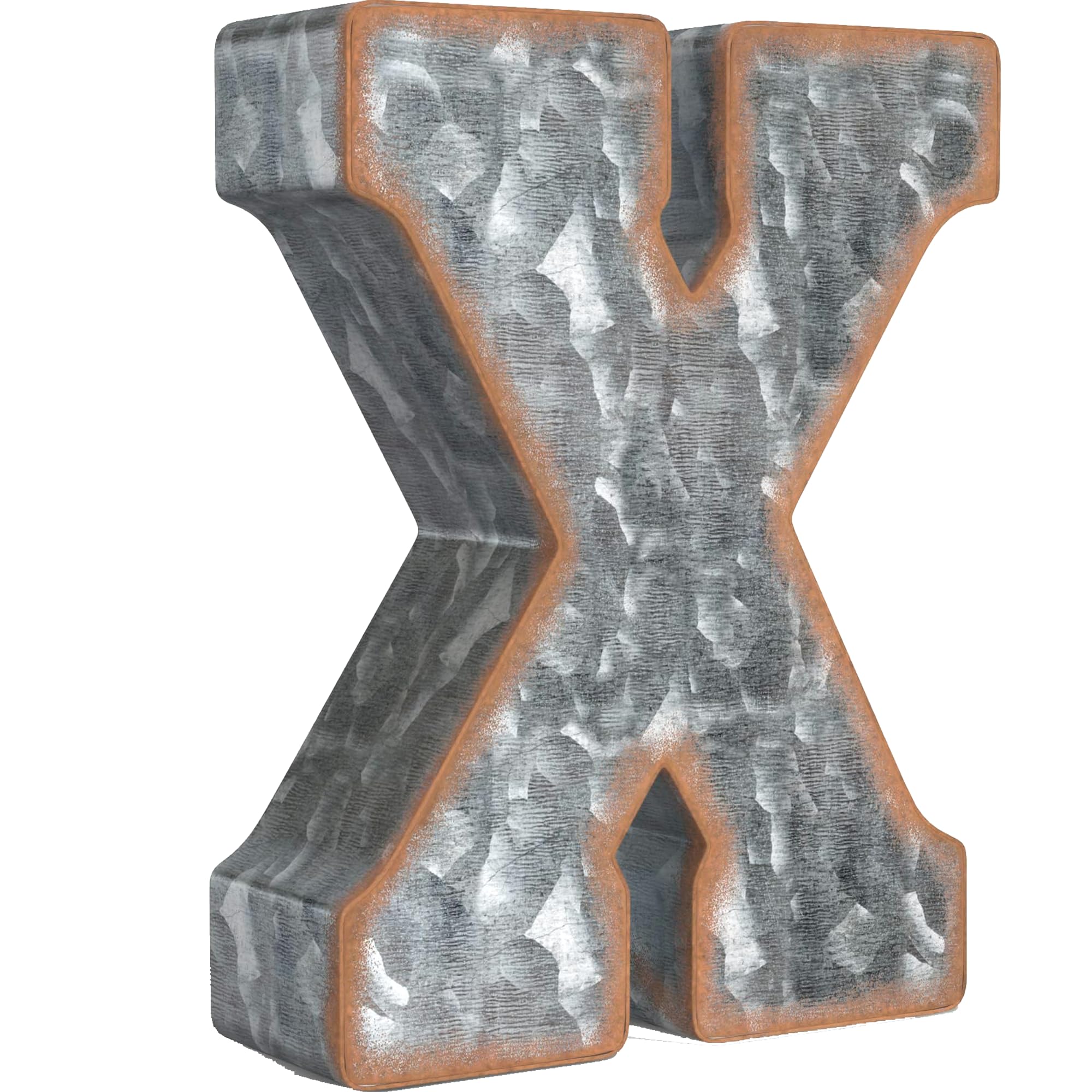 CraftyCrocodile 7" Galvanized Metal Letters for Wall Decor - 3D Letter X for Hanging & Free Standing - Decorative Rustic Alphabet Letters for the Living Room, Bedroom, Kitchen
