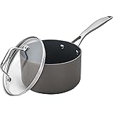 Amazon Brand – Stone & Beam Sauce Pan With Lid, 2-Quart, Hard-Anodized Non-Stick Aluminum
