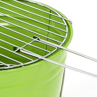 Nexos Eimergrill Grill-Eimer Holzkohlegrill für Garten Terrasse Camping Festival Picknick Party BBQ Barbecue Ø 30 cm grün