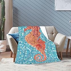 Duduho Seahorse Bed Blanket Ultra Soft Ocean Theme