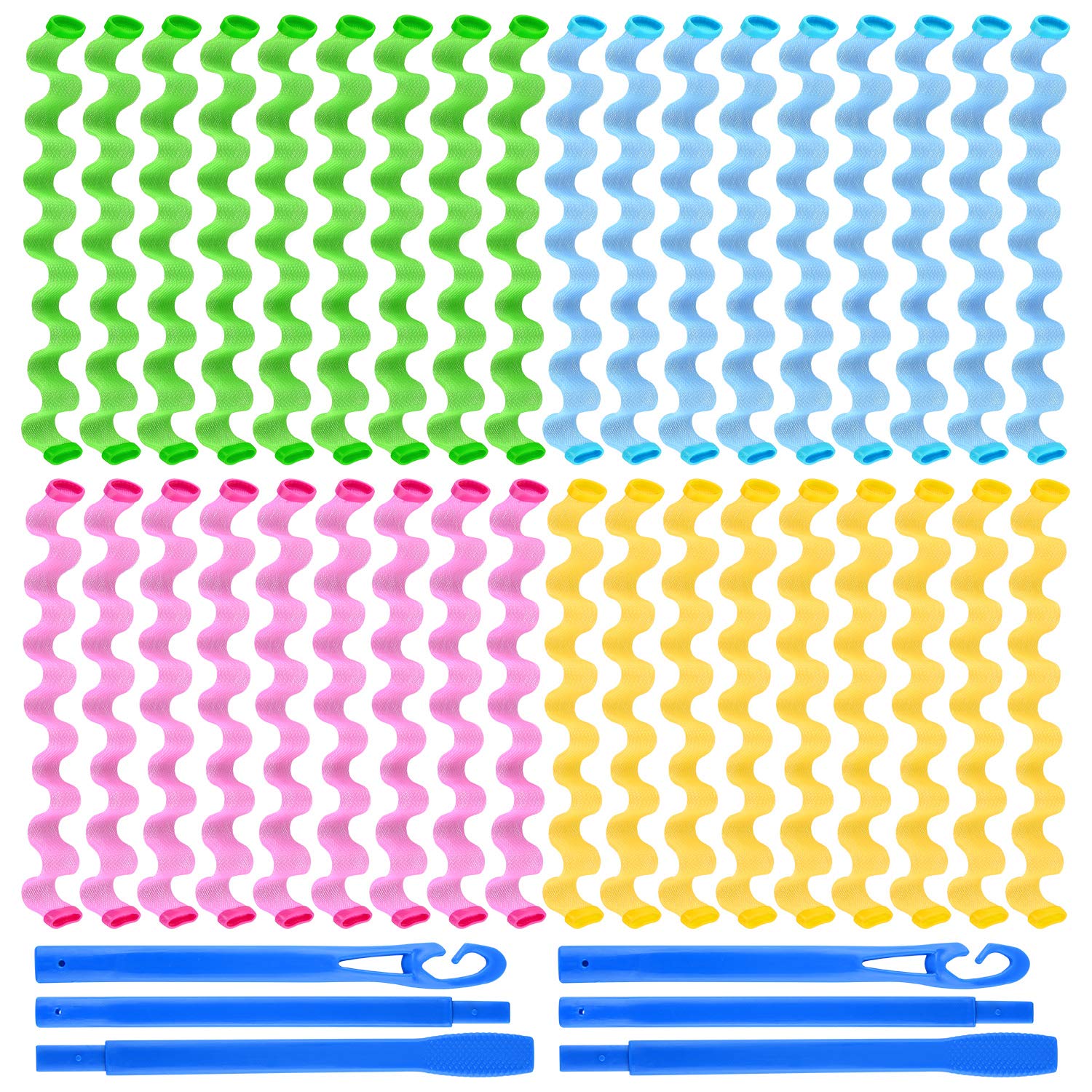 FEPITO 36 Pack Magic Hair Curlers Spiral Curls Wave Styling Hair Rollers Kit No Heat Hair Curler and Styling Hooks for All Hair Lengths, 55cm/ 22inch