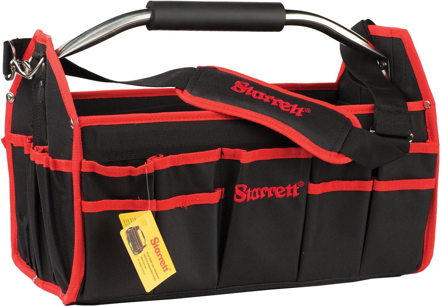 Starrett Heavy Duty Tool Bag - 99210-11 Large 26-Pocket Electrical and Maintenance Open Top Tool Carrier - Multifunctional Tote Bag Organiser with Adjustable Shoulder Strap