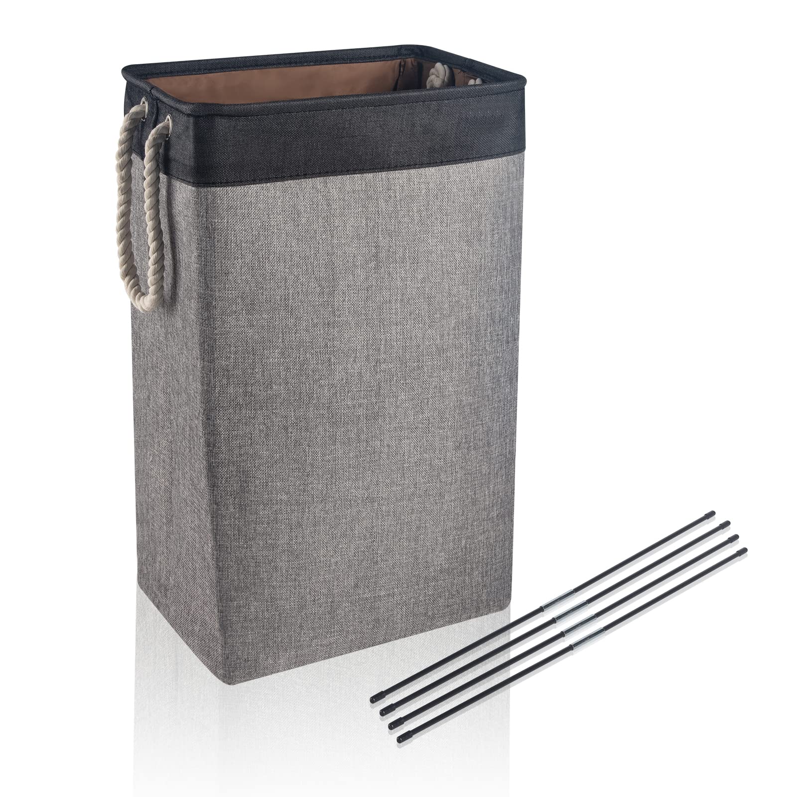 BrilliantJo upgrade Large Laundry Baskets 84L, Collapsible Linen Laundry Hamper Washing Basket with Handles, Laundry bin suitable for Bedrooms Laundry Room, Bathroom, 68x42x32cm, Black+Grey