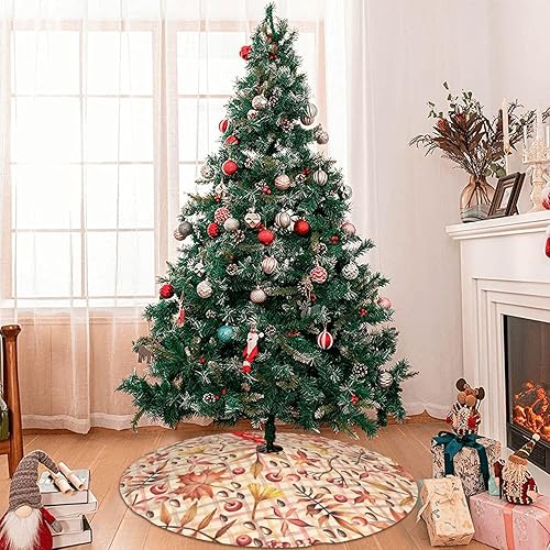 Autumn Fall Plaid Leaf Nut 30 36 48 Inch Christmas Tree Skirt