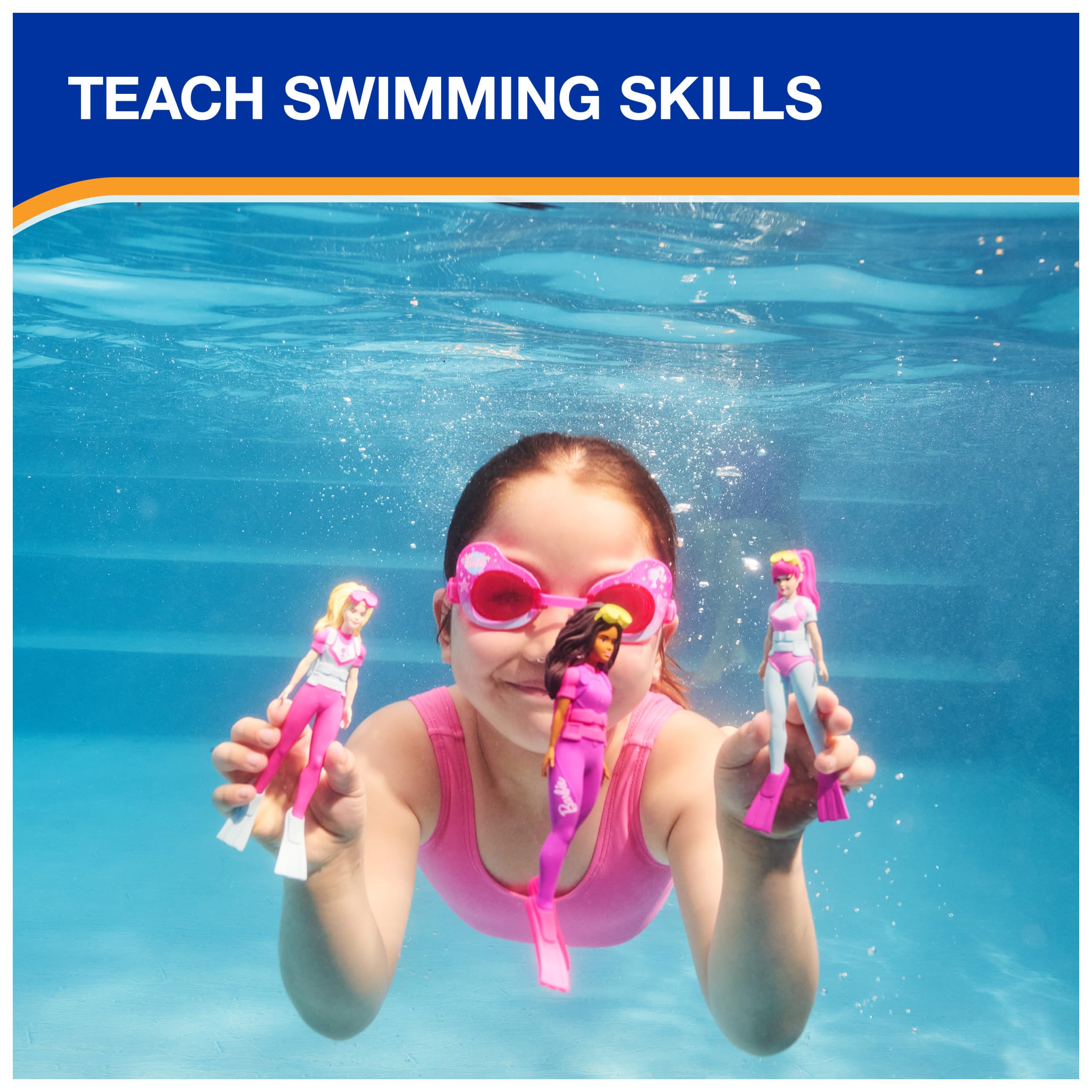 SwimWays Barbie Dive Characters 3-Pack, Swimming Pool Accessories & Kids Pool Toys, Pool Party Supplies & Water Toys for Kids Aged 5 & Up