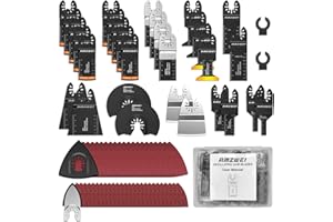 AMZWEI 152 Metal Wood Oscillating Tool Blade, Titanium Oscillating Saw Blades with Sandpaper, Quick Release Multi Tool Blades Kits for Dewalt Ryobi Milwaukee Rockwell Fein Makita