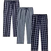 JupiterSecret Mens Pajama Pants Set Cotton Plaid Sleep & Lounge Pants, PJ Bottoms with Pockets and Button Fly