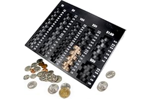 Kolibri Coin Sorting Tray – Bank Teller Change Counter Coin Counting and Sorting Tray with 6 Compartments for Assorted U.S. Coins – Black - Ideal for Bank, Business or Home Use