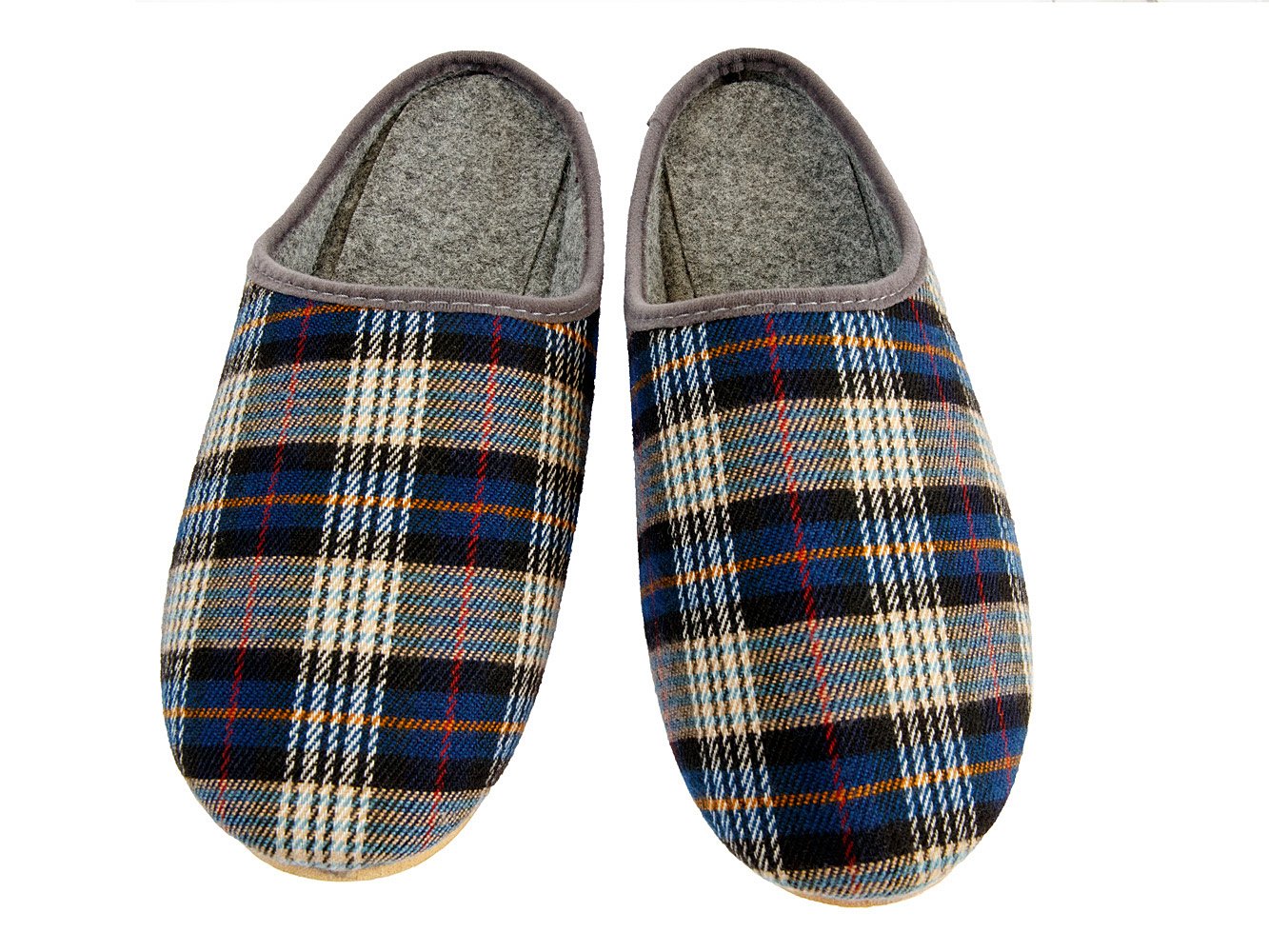 Filzpantoffeln Hausschuhe aus Filz mit Gummisohle Filzlatschen Soft für Herren Gitter Braun Dunkelblau Grau Apreggio (44, Blau)