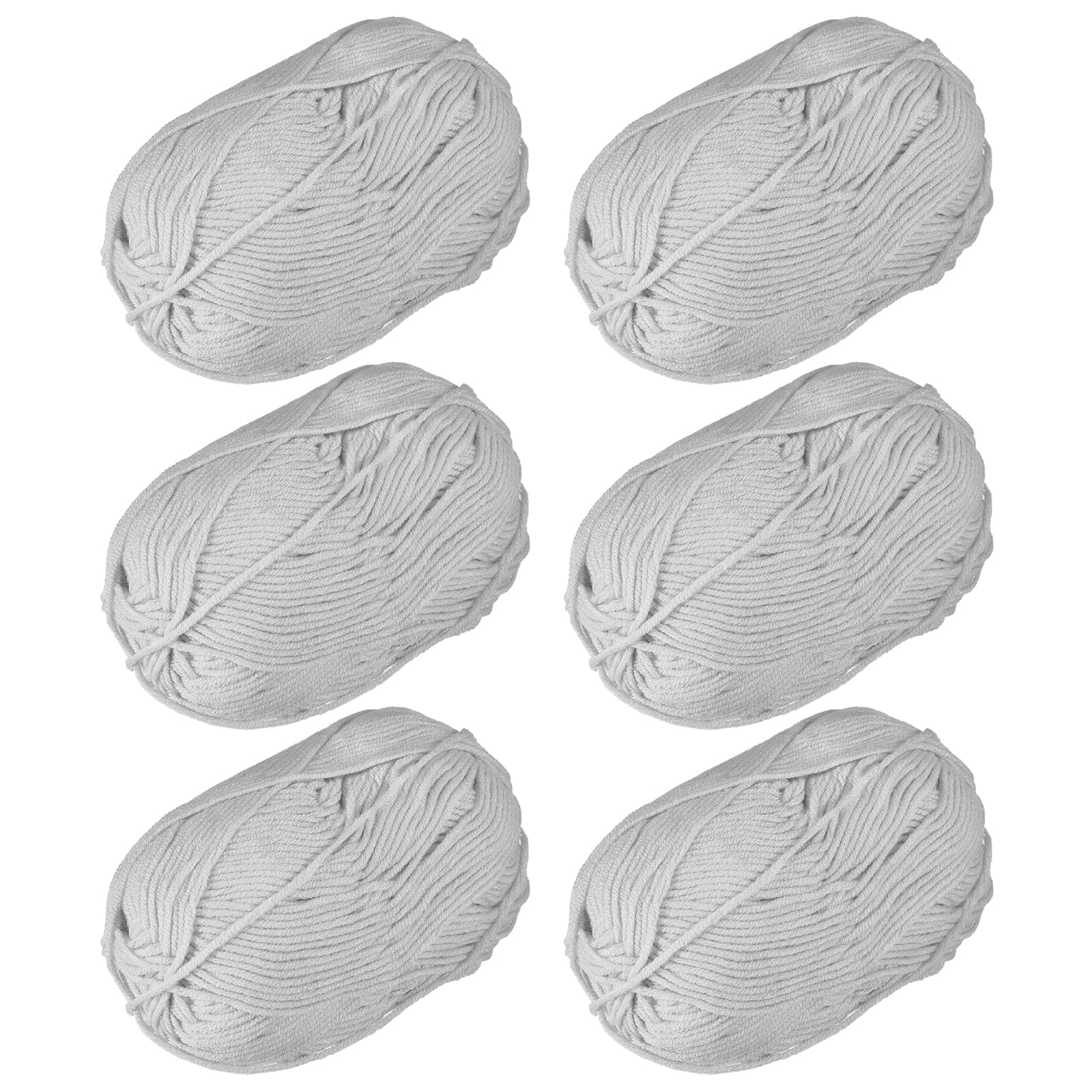 uxcell Acrylic Yarn Skeins, 300g/10.58oz (6 Pack of 50g) Soft Crochet Yarns for Knitting and Crocheting Craft Project, Grey