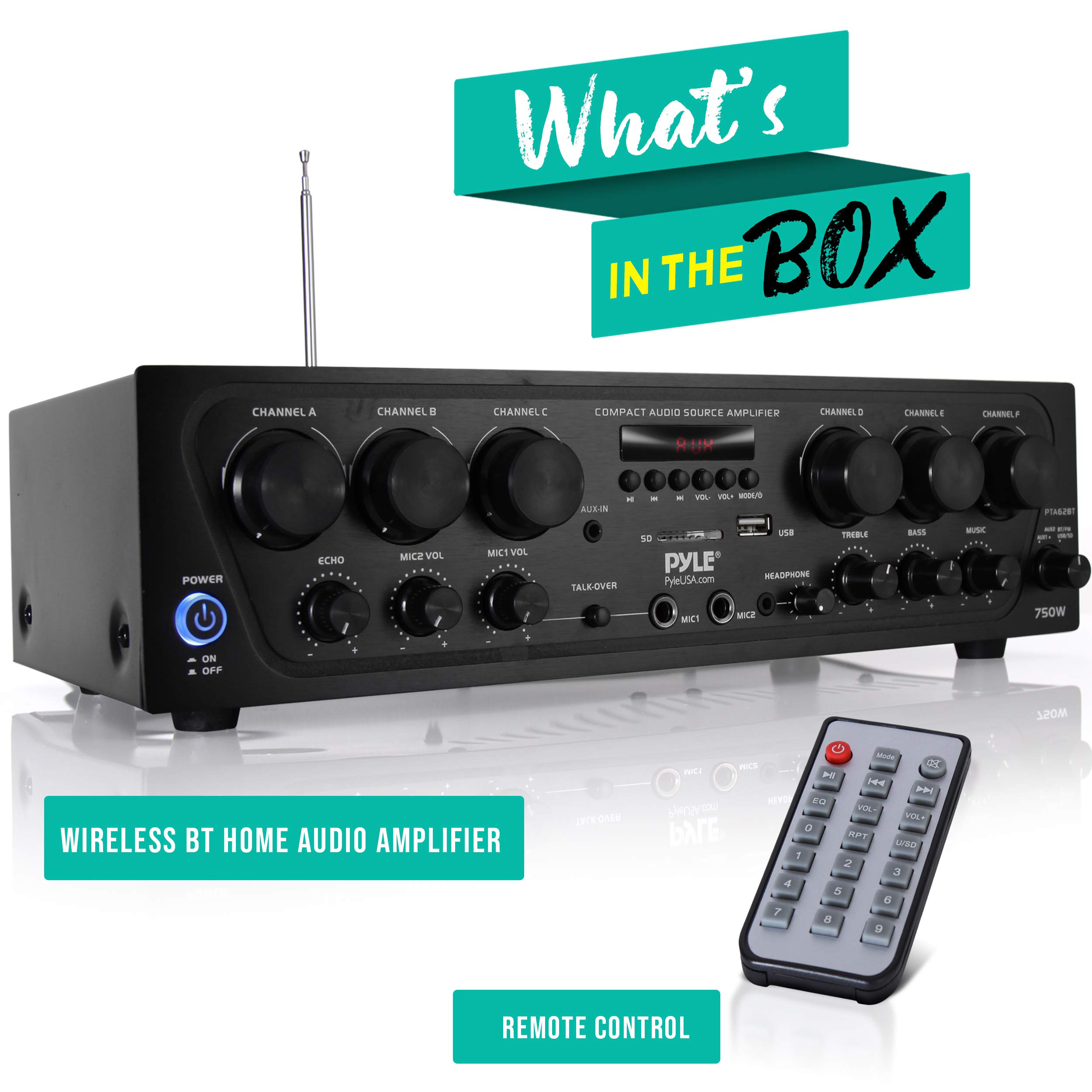 Pyle Wireless Bluetooth Home Audio Amplifier SystemUpgraded 6 Channel