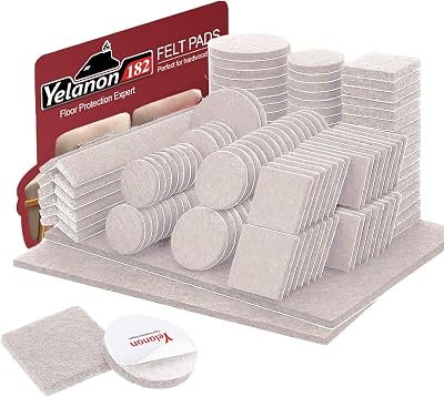Yelanon Felt Furniture Pads 182 Pcs Self Adhesive Anti Scratch Floor Protectors