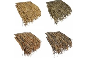 10 Pcs Palm Thatch Tile PE Plastic Tiki Straw 18.5″x19.6″ Simulation Thatch Roof Decorative Fake Grass Fireproof and Anti-Agi