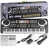 Mini 61 Key Keyboard Piano, Portable Electronic Keyboard Piano with 6 Demo Songs Musical Gift for Beginners