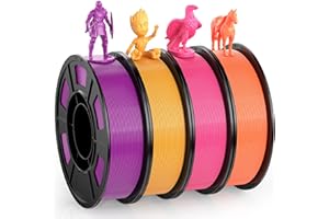HEPHI3D 3D Printer PLA Filament Bundle 250g X 4 Spools, 1.75mm PLA Filament Pack 3D Printing Material, Bright Color Pink/Purple/Orange/Gold, PLA Filaments for Most FDM 3D Printer