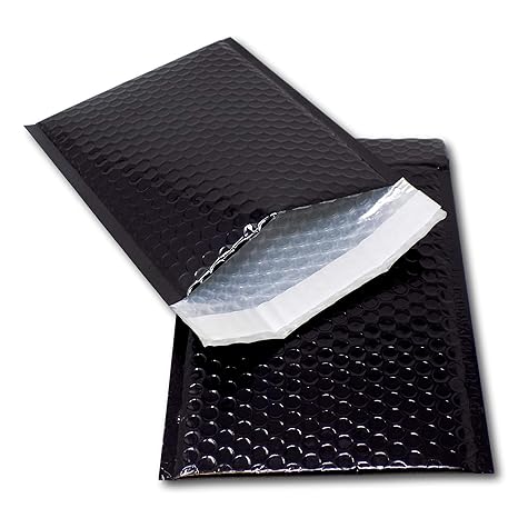 EPOSGEAR 10 x Schwarze DVD 250 mm x 180 mm Metallisch Glänzend Folie Bubble Gepolsterte Umschlage