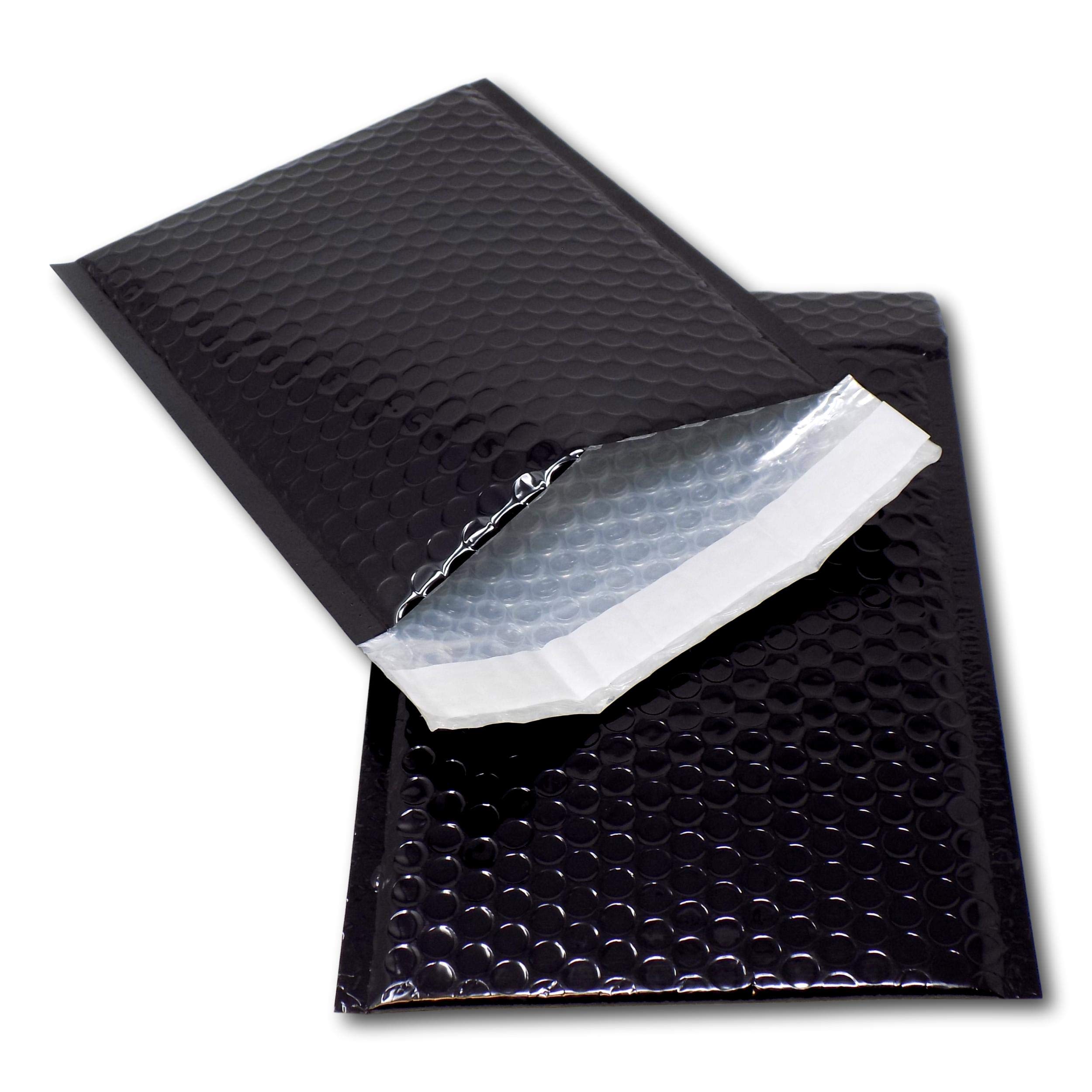 EPOSGEAR 10 Black Shiny Metallic Foil Bubble Padded Bag Mailing Envelopes - Perfect for Marketing, Promotions or and Alternative to Gift wrap (A5 / C5 (DVD) - 250mm x 180mm)