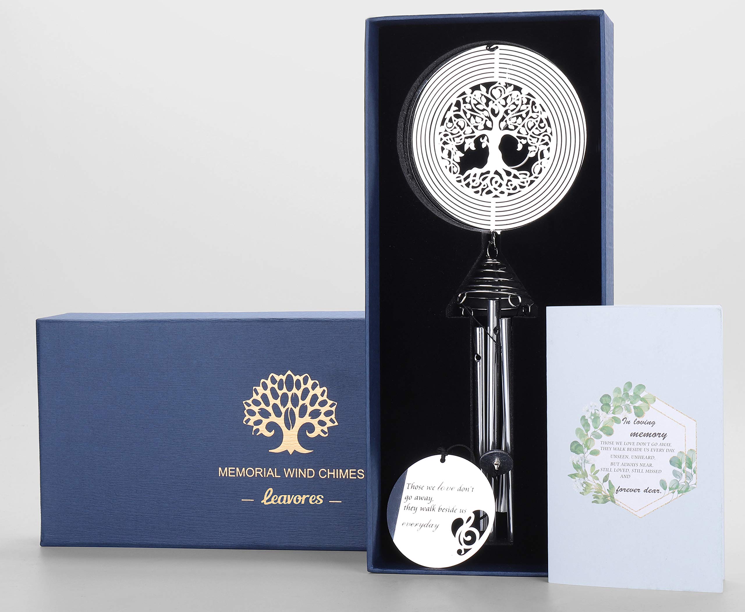 LEAVORES Sympathy Memorial Wind Chimes with Tree of Life Wind Spinner for Loss of Loved One - Ideal Bereavement/Condolence/Sorry for Your Loss Gifts