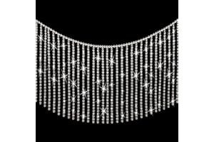 CANLIERR Rhinestone Ribbon Tassel Chain Diamond Bridal Trim Fringe Crystal Rhinestone Close Chain Long Tassel Trim Sewing Craft for Wedding Necklace DIY Decoration(Clear, Silver,1 Yard)